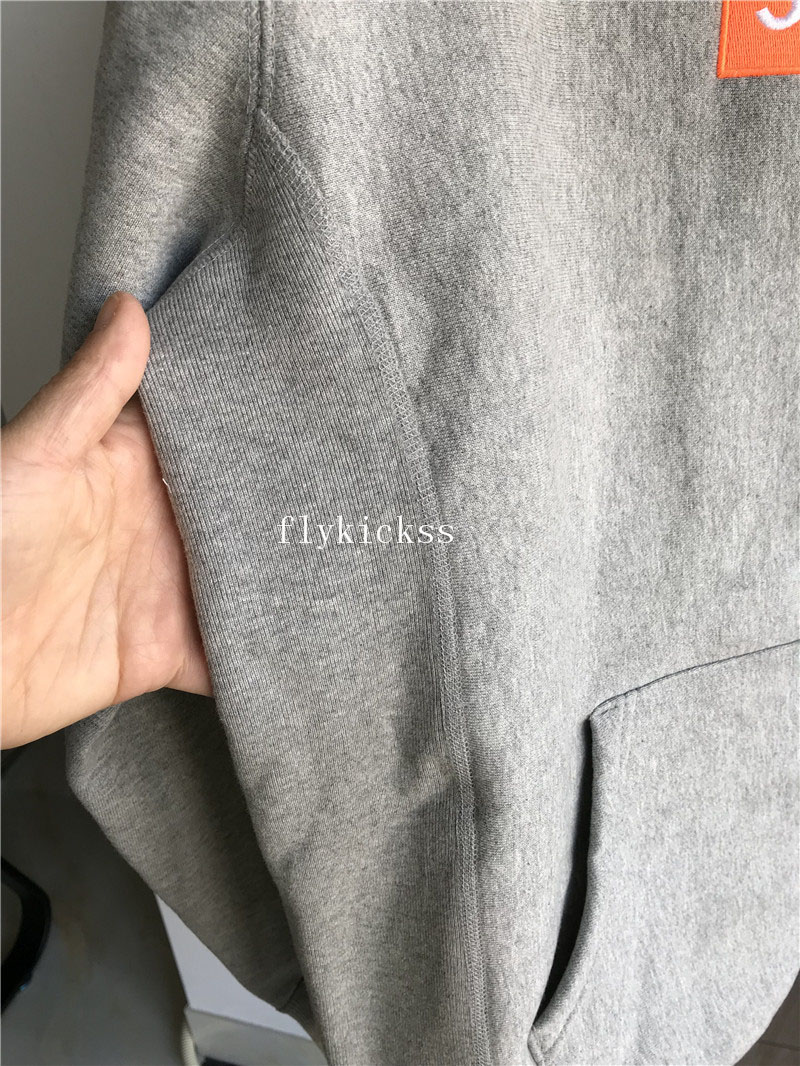 Supreme Grey Hoodie With Orange Box Logo